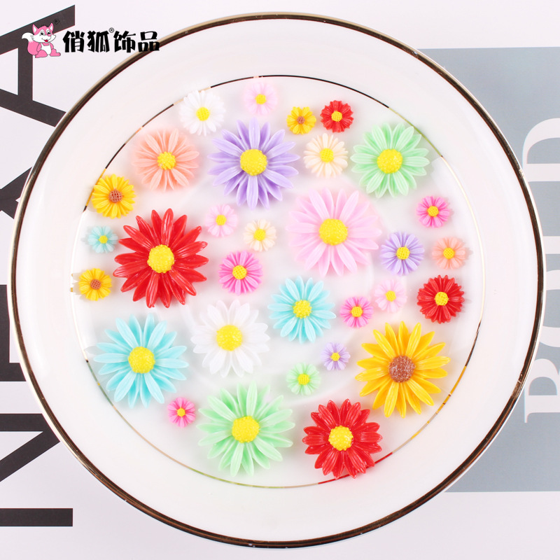 Cross-Border Resin Sunflower DIY Cream Mobile Phone Case Accessories Kidsren's Hair Accessories Daisy Flower Decoration Materials
