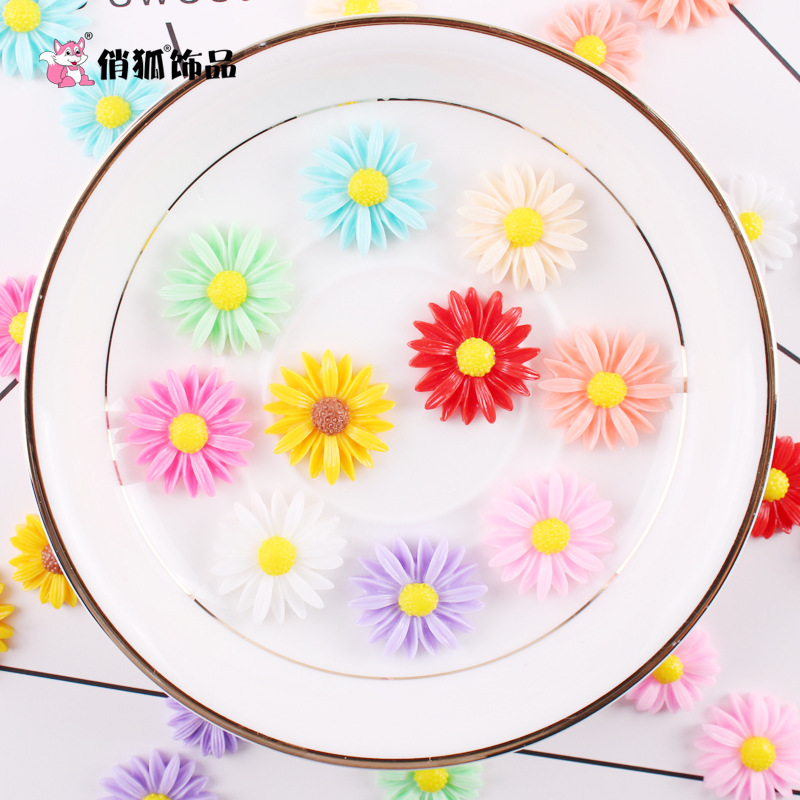 Cross-Border Resin Sunflower DIY Cream Mobile Phone Case Accessories Kidsren's Hair Accessories Daisy Flower Decoration Materials