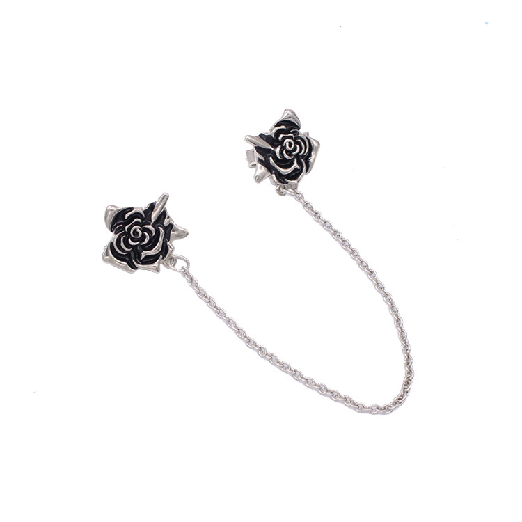 European and American fashion brooch high-end drop oil rose collar clip shirt chain men's and women's suit cardigan corsage accessories