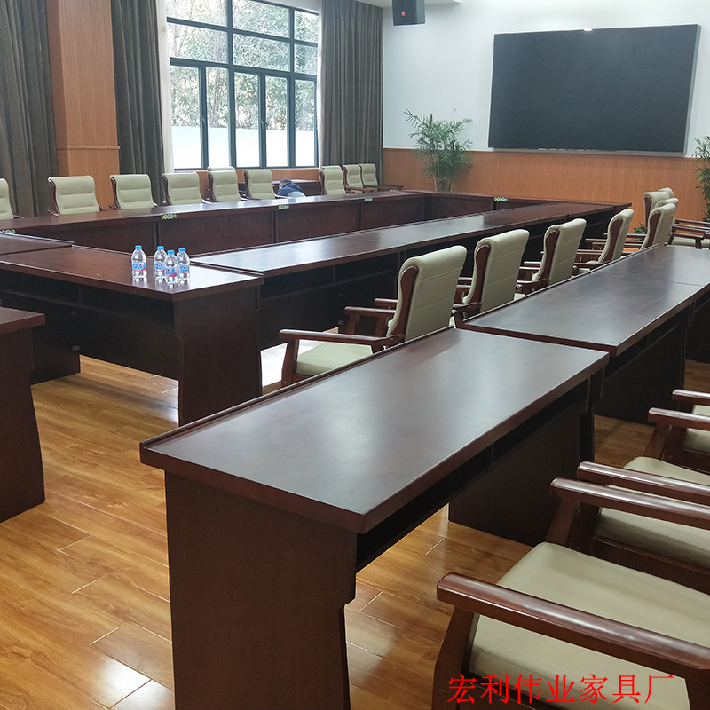 Double Conference Table Bench Table Conference Room Office Desk and Chair Combination 1.2m Wood Veneer Desk Bench Conference Table