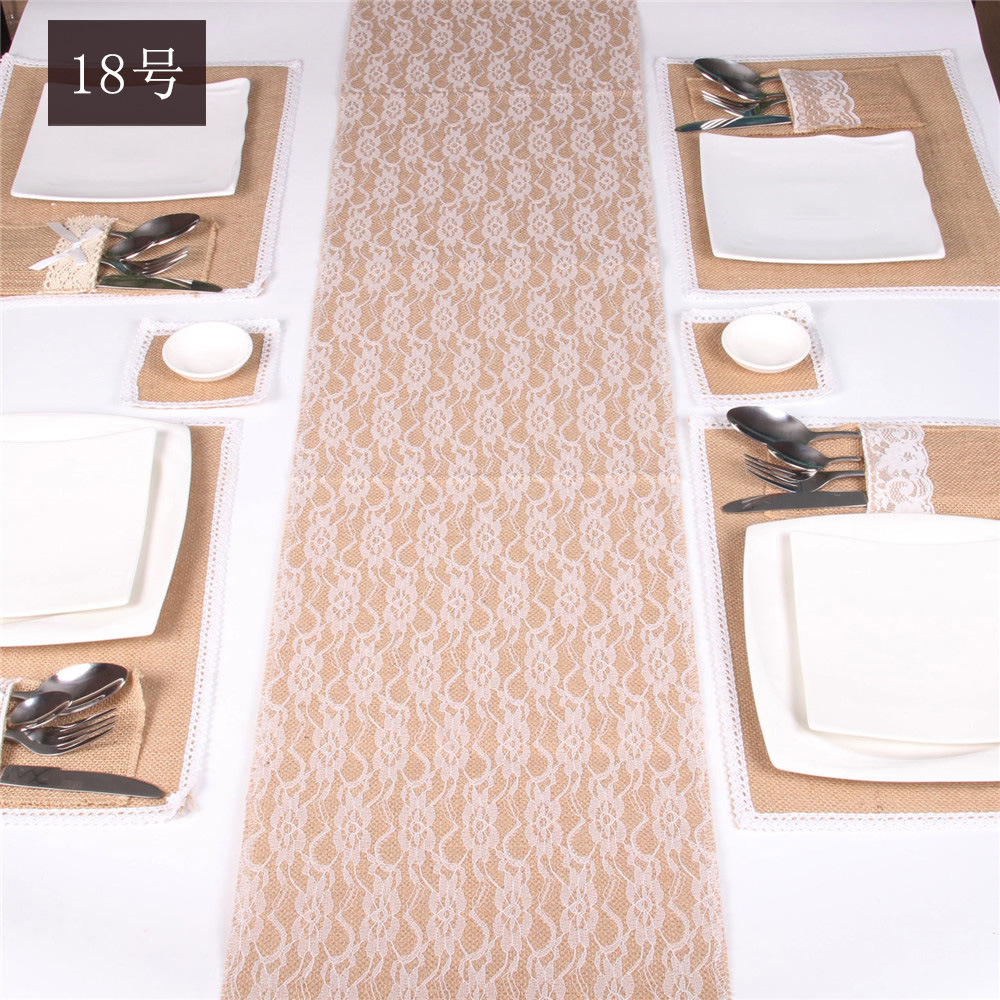 linen table runner wedding wedding party party decoration European and American style popular lace lace tablecloth cotton linen cloth
