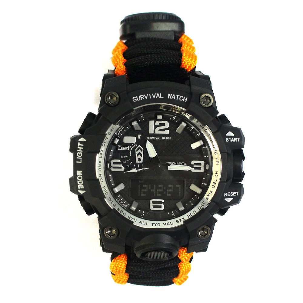 Outdoor Equipment Sports Men's Mountaineering Watch Multi-Functional Nylon Paracord South Needle Adjustable Watch Flint Watch