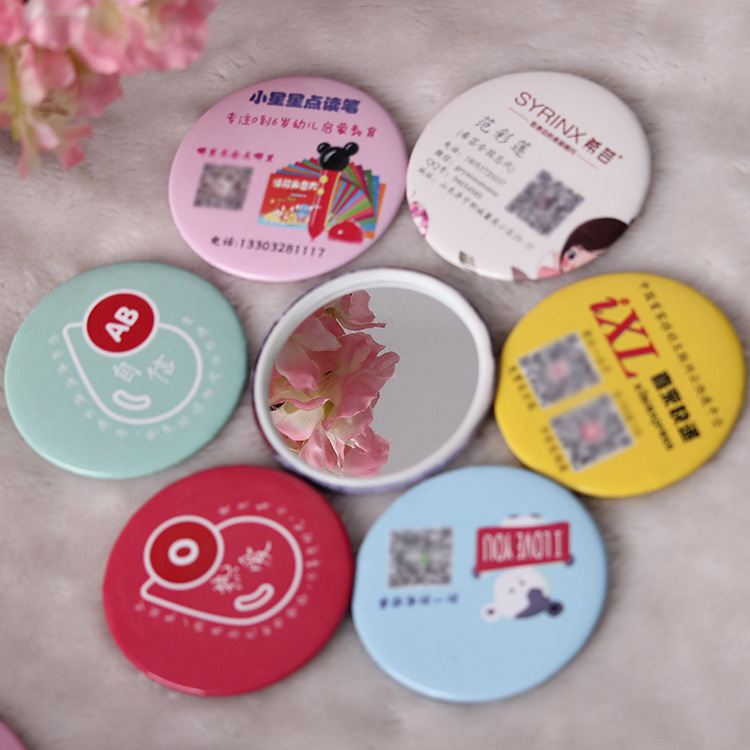 Korean Creative Mini Makeup Mirror Portable Makeup Mirror Portable Small Round Mirror Cute Student Girl Heart Makeup Mirror