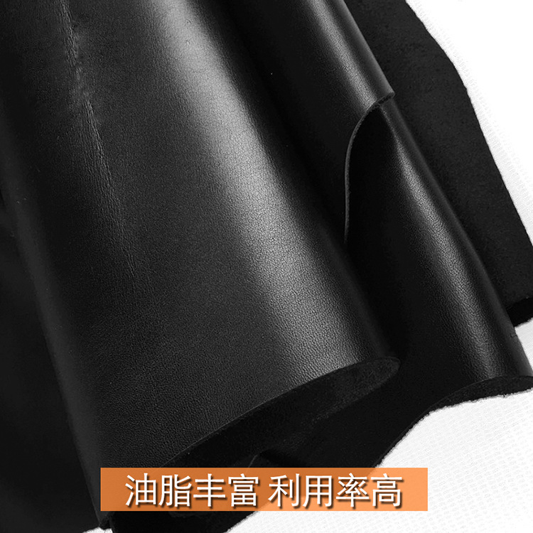 Special price first layer cowhide nappa jilt fine grain leather fabric stock black shoe bag leather fabric cheap promotion