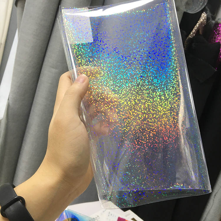 Factory Direct Sales of 0.4mm Laser Transparent Pvc Film, Iridescent Transparent Material for Handbags, Luggage, Shoe Materials, Crafts, Etc