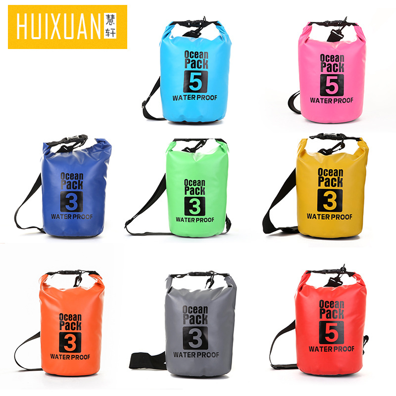 Cross-Border Hot Selling Outdoor Pvc Waterproof Bag Diving Rafting Single and Double Shoulder Strap Floating Waterproof Bag Swimming Waterproof Bucket Bag