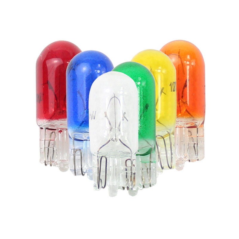 Car width indicator lamp instrument lamp T10 insert bubble 12v width indicator lamp plated blue amber green car bulb