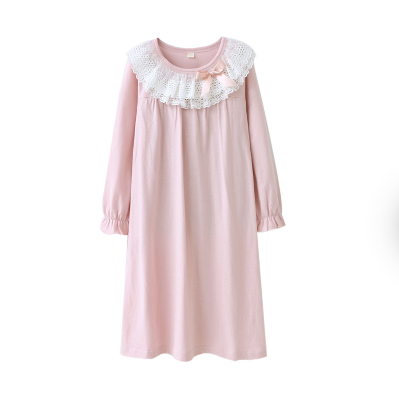 Children's Pajamas Cotton Baby's Nightgown Lace Girls' Nightgown Korean Children's Home Clothing Manufacturers in stock