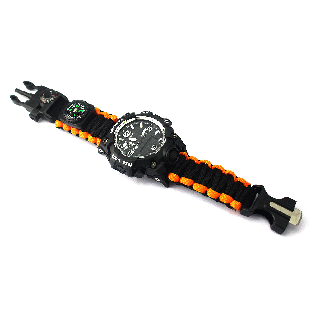 Outdoor Equipment Sports Men's Mountaineering Watch Multi-Functional Nylon Paracord South Needle Adjustable Watch Flint Watch