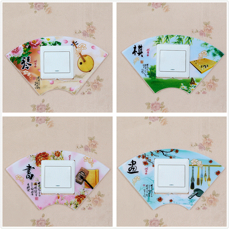 Fashion cartoon switch sticker plastic switch sticker fabric switch sticker wash-free switch sticker wall sticker plum orchid bamboo chrysanthemum