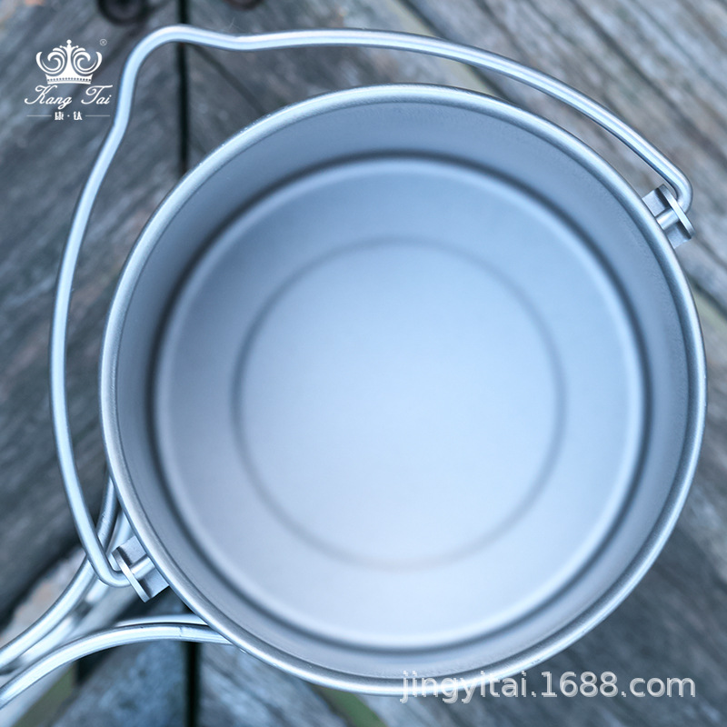 Titanium Camping Pot, Foldable Portable Tableware, Hook for Outdoor Travel, Titanium Pot, Multifunctional Water Cup, Portable