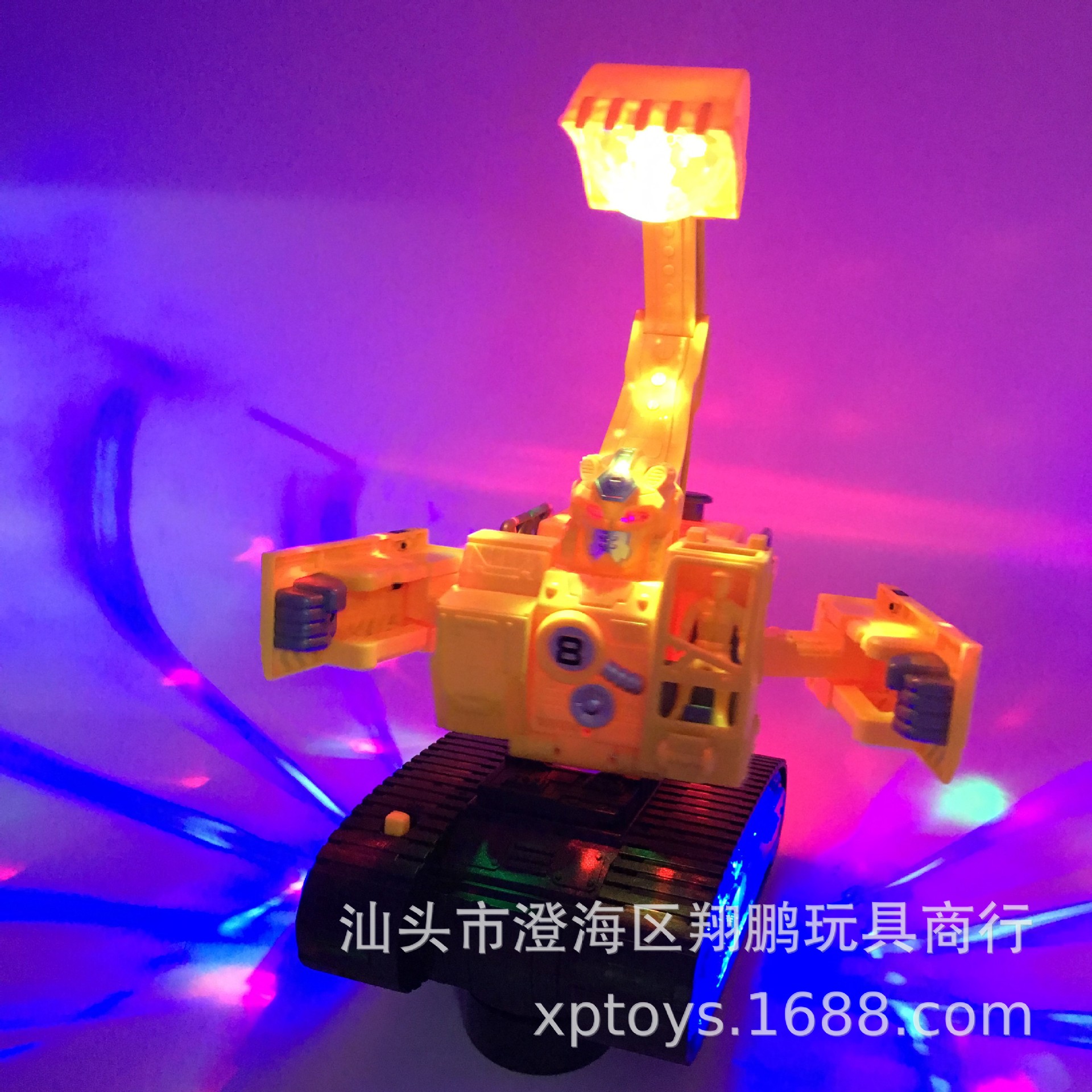 [Lemei toys] Electric Universal light music engineering vehicle deformation excavator stall night market toys wholesale