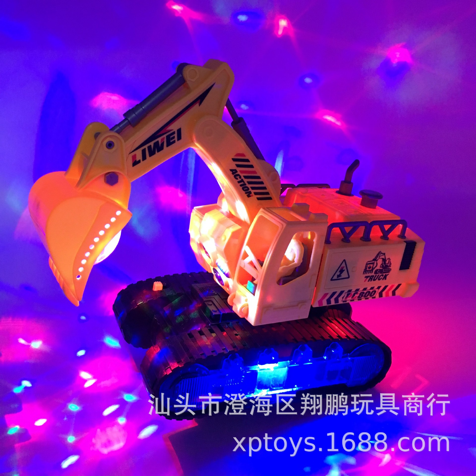 [Lemei toys] Electric Universal light music engineering vehicle deformation excavator stall night market toys wholesale