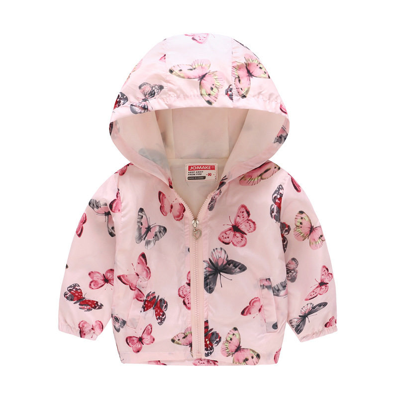 Foreign Trade Children's Wear European and American Spring and Autumn Fashion Printed Pattern Hooded Jacket Zipper Shirt Children's Printed Jacket