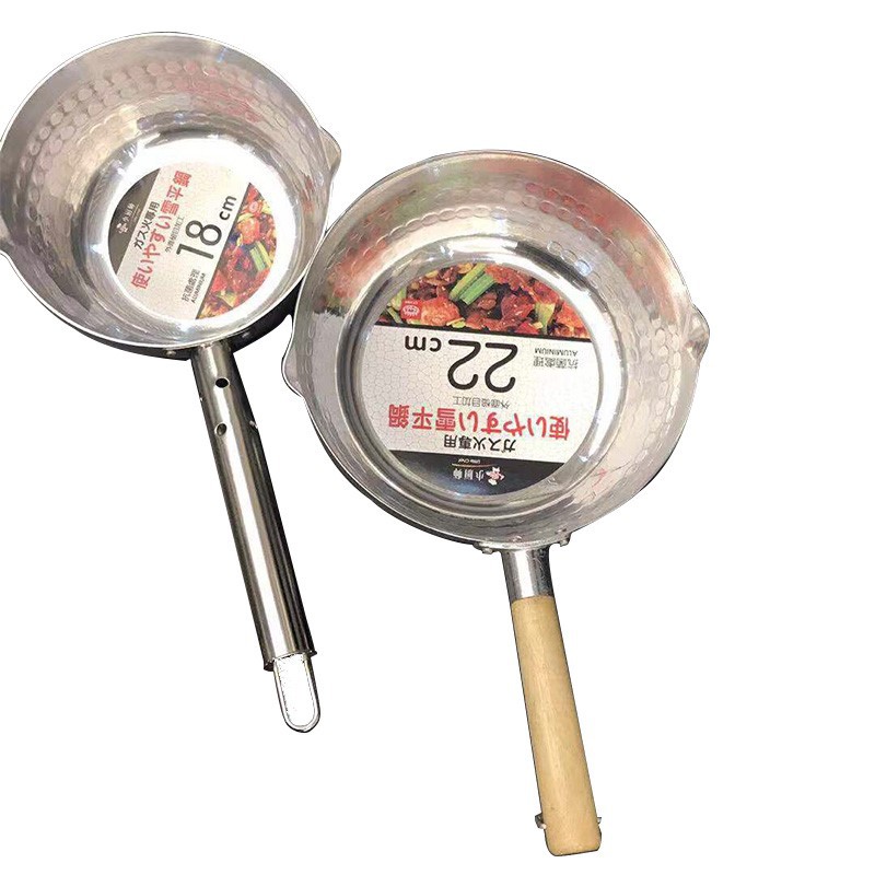 Factory Direct Supply Aluminum Snow Pan Soup Pot Milk Pot Wooden Handle Pot Steel Handle Snow Pan Pan Pan