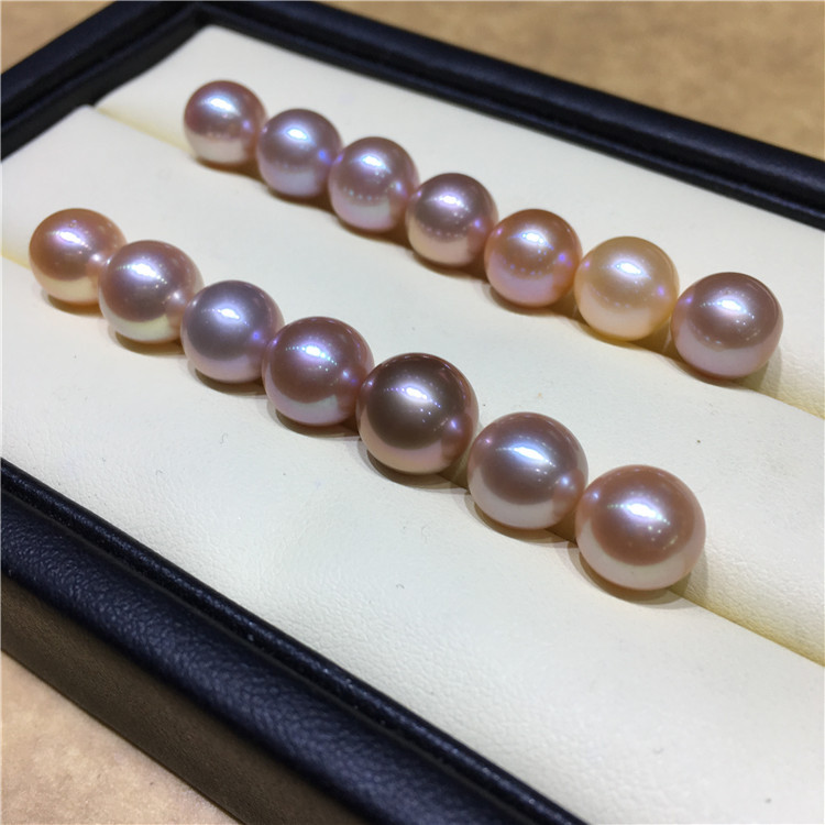 High grade AAAA grade fresh water pearl round bead naked bead half hole naked bead diy raw material bead Zhuji pearl wholesale