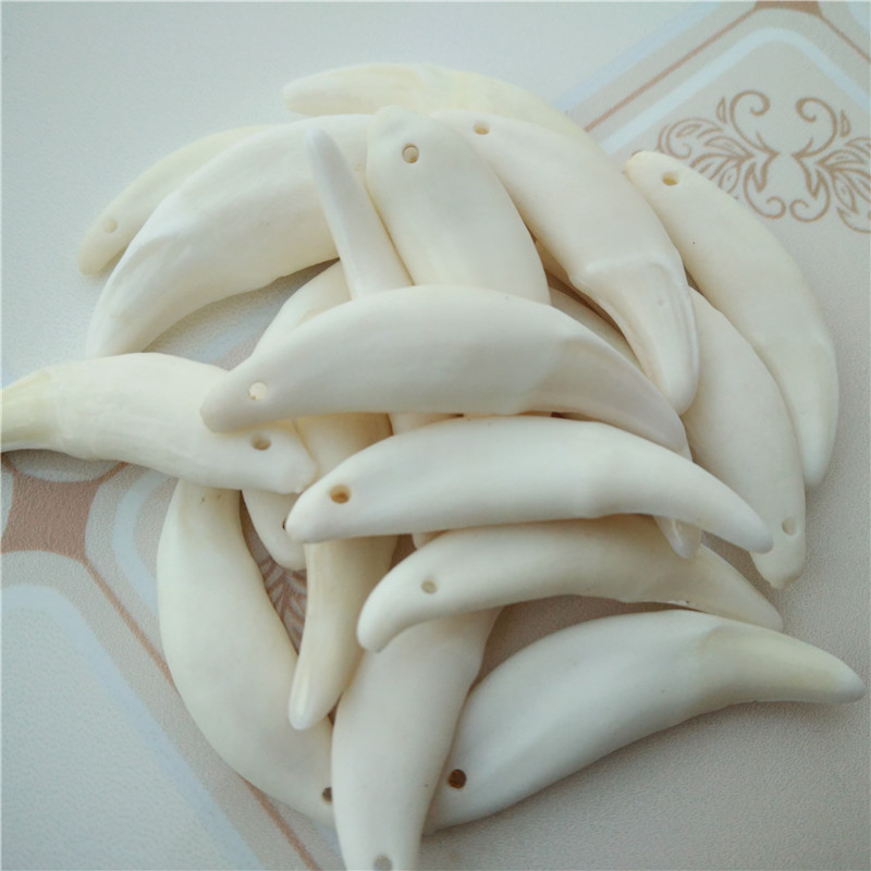 Real Dog Tooth Wholesale Tooth Pendant Bleached Black Dog Tooth Xizang Silver Necklace Jewelry Xizang Silver with Pendant Pig Bone Double