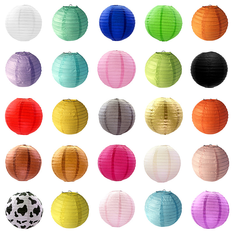 Оптовая продажа круглых бумажных фонарей, весенний фестиваль, Средина Осени, ручные складные фонари, портативные свадебные праздничные принадлежности
