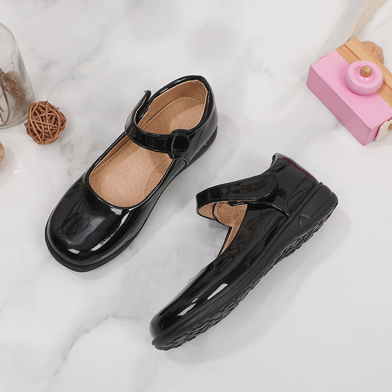 Girls Leather Shoes Black and White Children's Table Shoes Spring and Autumn New Middle and Large Children's Princess Dress Shoes Primary School Students' Single Shoes