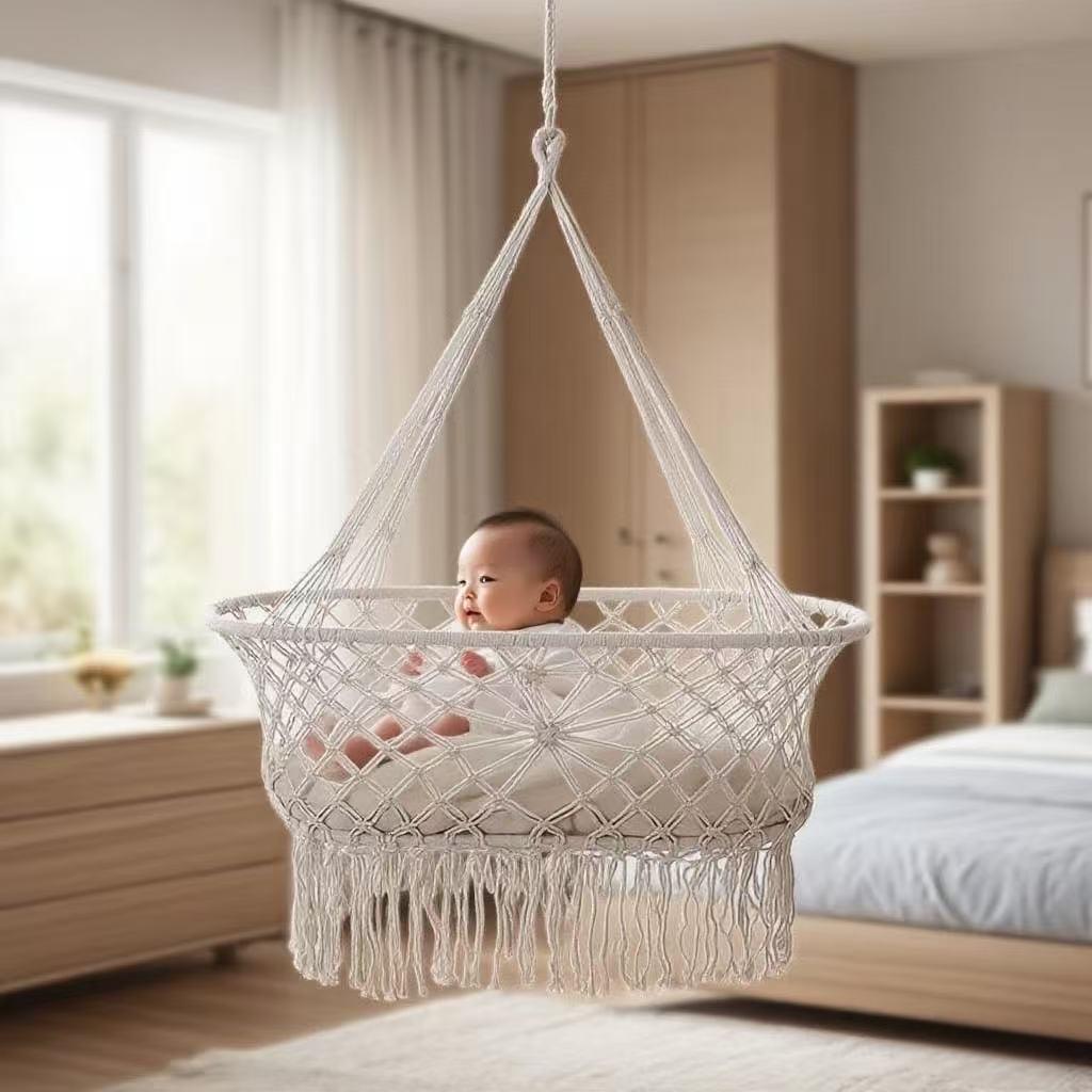 Tassel Hanging Baby Rocking Bed Hanging Basket Outdoor Hanging Chair Photo Photography Props Kidsren's Room Decoration Hammock Swing