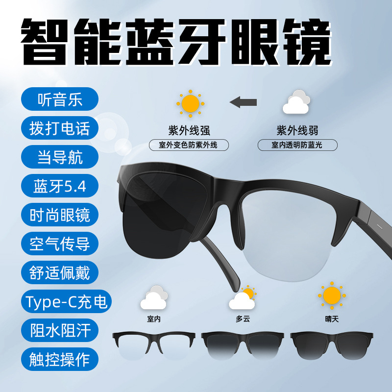 F02 Smart Bluetooth Glasses Listen to Music Call Cycling Polarized Smart Sunglasses Ultra Long Battery Life Smart Glasses