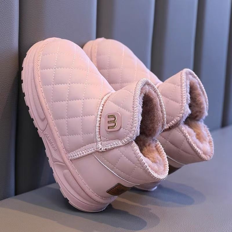 Velvet Girls Snow Boots 2025 Winter New Kidsren's Thickeneded Waterproof Large Cotton Short Boots Non-Slip Boys' Cotton Shoes