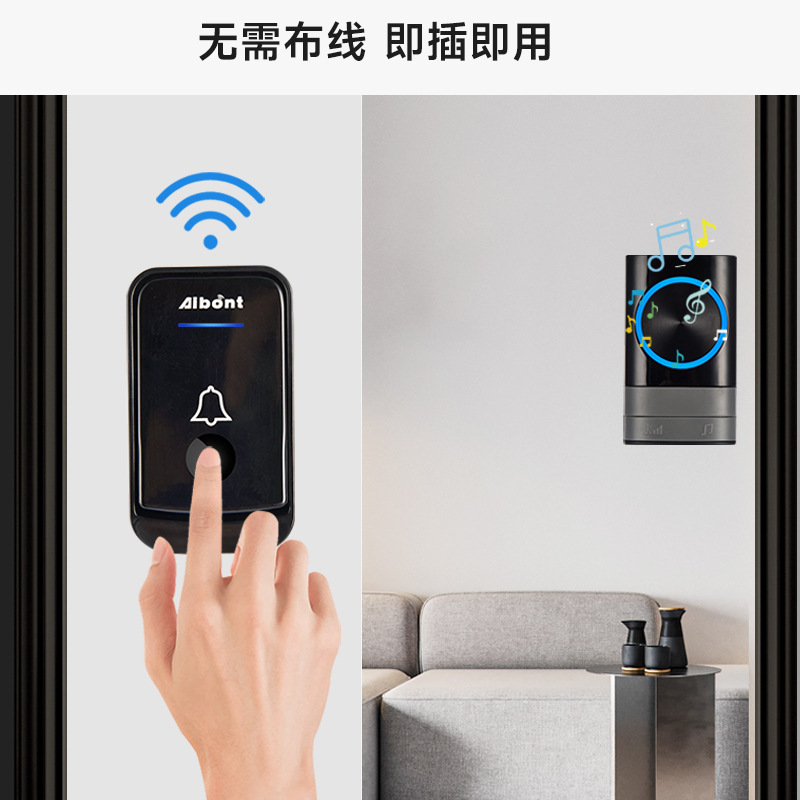 Wireless Doorbell Ac Wireless Digital Music Doorbell Home Sensor Remote Control Pager European and British Regulations