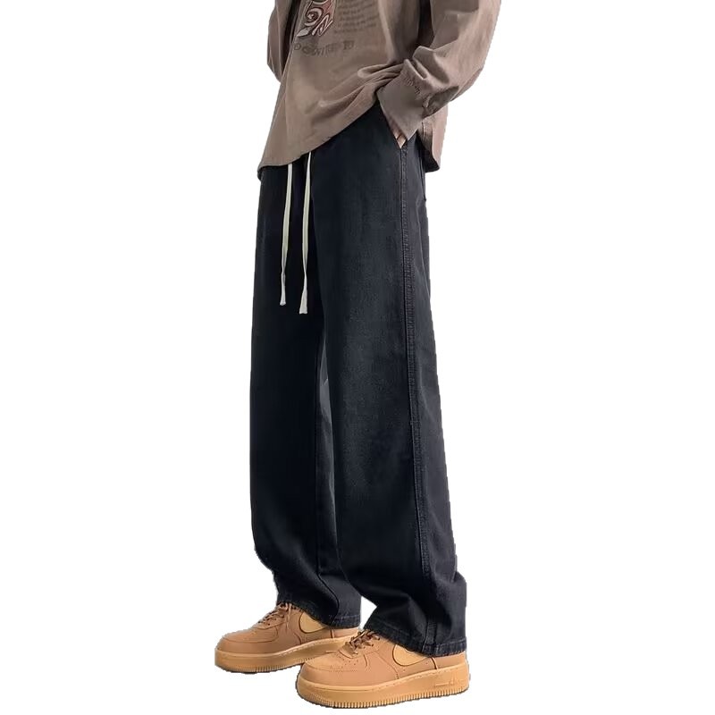 Southeast Asia Hot-Selling Summer Thin American Retro Trendy Straight-Leg Jeans for Men with Drawstring Drape Casual Wide-Leg Pants