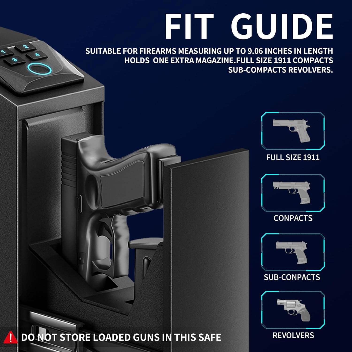 Hot Sale Amazon Push-pull Pistol Box Gun Box Blue Light Silent Fingerprint Password Gun Box Wholesale Pistol Box