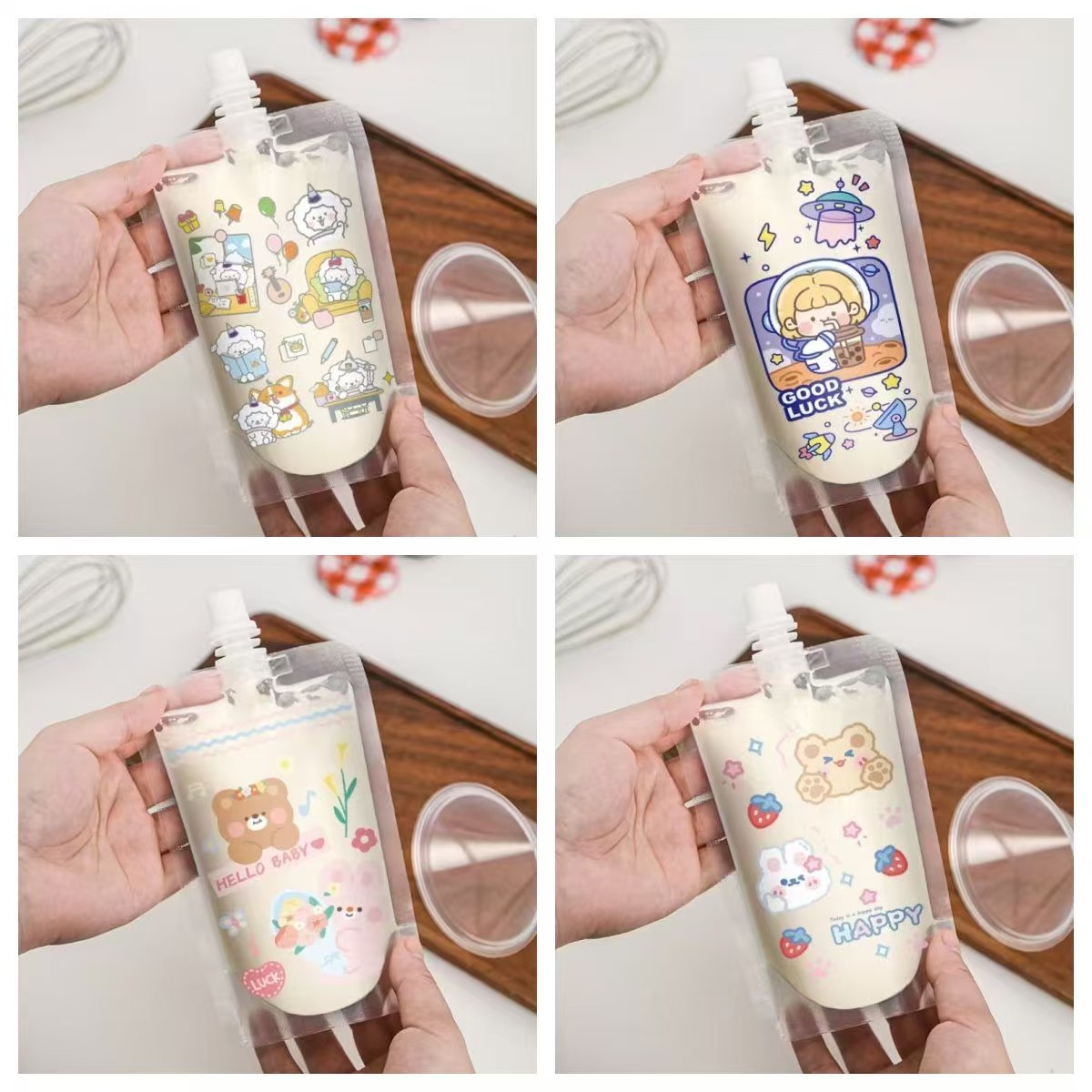 Милая картонная упаковка для напитков, упаковка для фруктового пюре, одноразовая упаковка для сахара