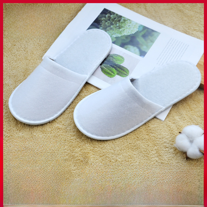 Hotel disposable slippers disposable non-woven slippers towel plush slippers in stock wholesale