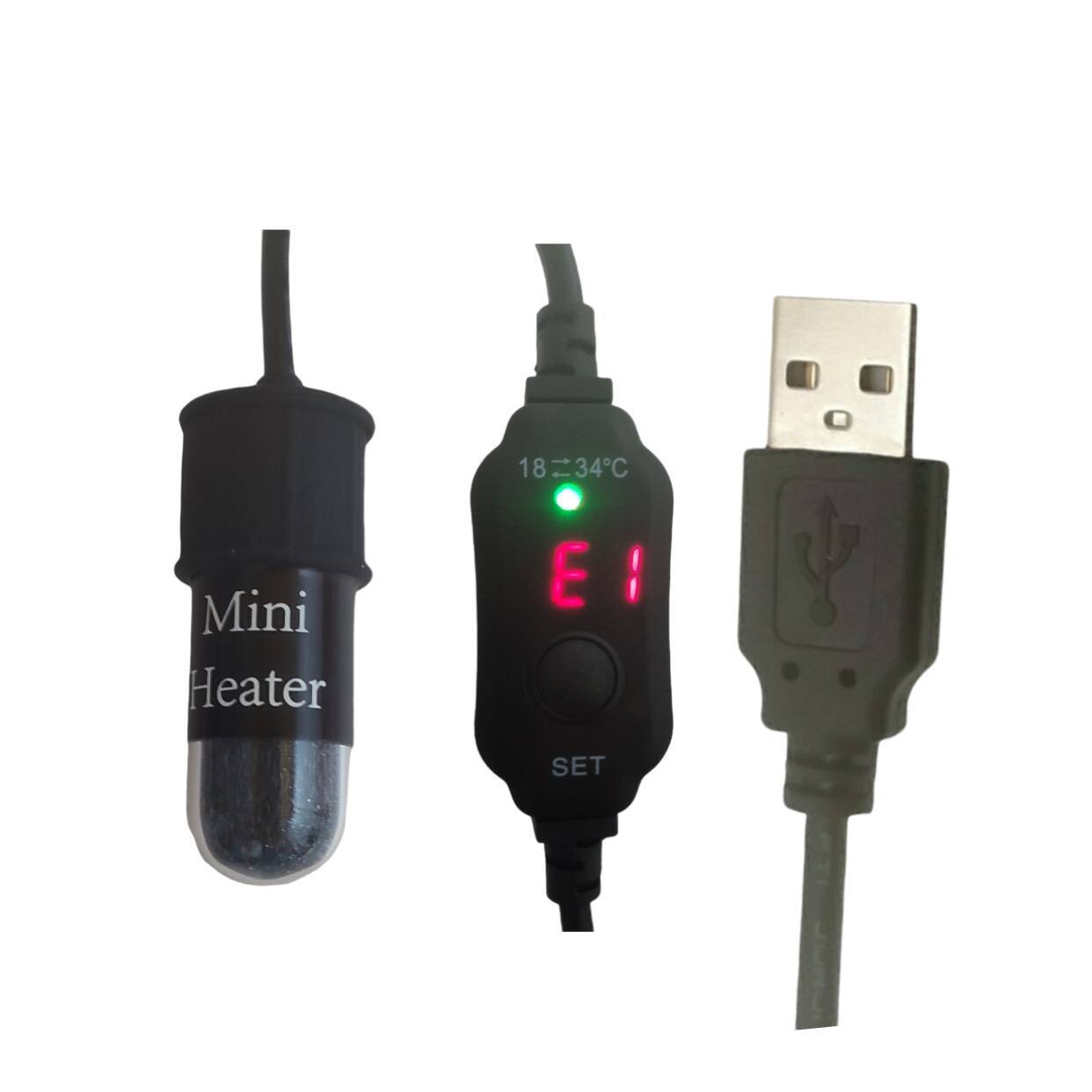USB Micro Tank Betta Fish Tank Digital Display Quartz Heating Rod Mini Low Water Level External Control Adjustable Temperature 5V Safety Voltage
