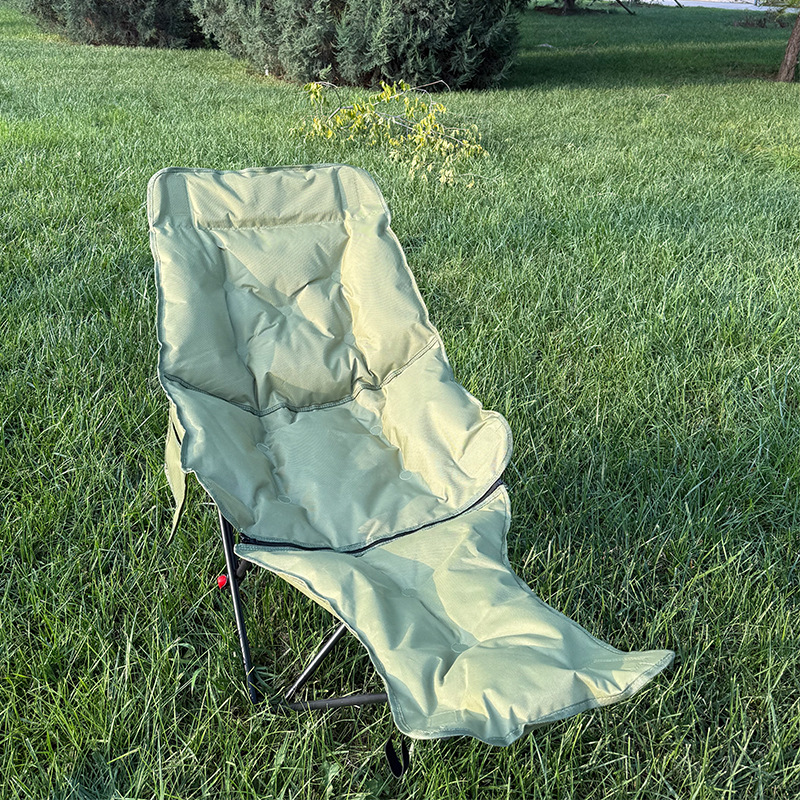 Customized Cotton-Padded and Thickened Moon Chair, Four-Speed Adjustable Portable Camping Chair, Cotton-Padded Recliner with Leg Rest, Folding Chair