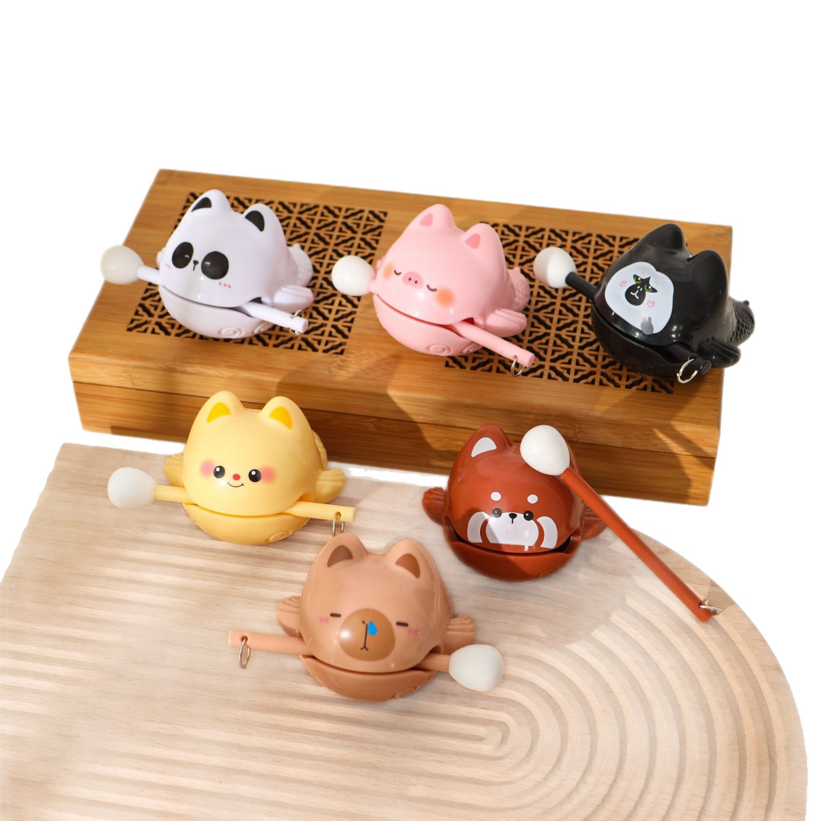 Cute Cartoon Wooden Fish Stress Relief Toy for Stress Relief and Emotional Stability