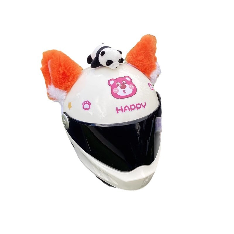 Imitation Rabbit Hair Soft Orange Cat Ear Helmet Decoration All-match Creative Detachable Velcro Decoration Helmet Half Helmet