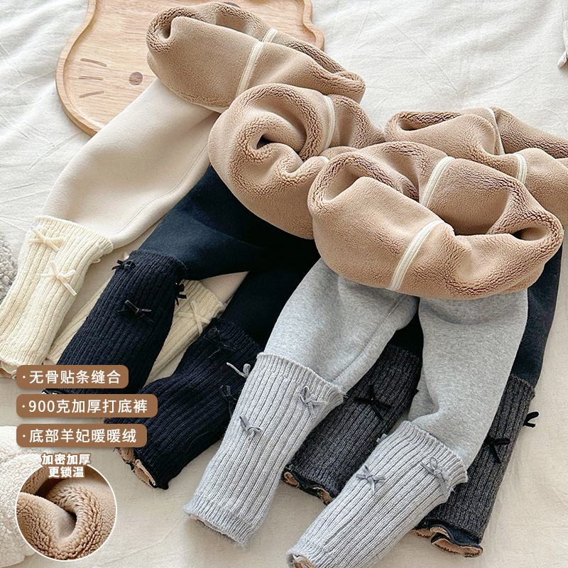 Детская одежда Xie Jinma 2025 зима корейская версия бесшовные заплатки 900г утолщенные леггинсы универсальные брюки для девочек