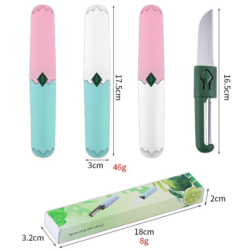 2-in-1 Multifunctional Household Stainless Steel Peeler Fruit Knife Peeler Scraper Fruit Peeler Small Knife Tool