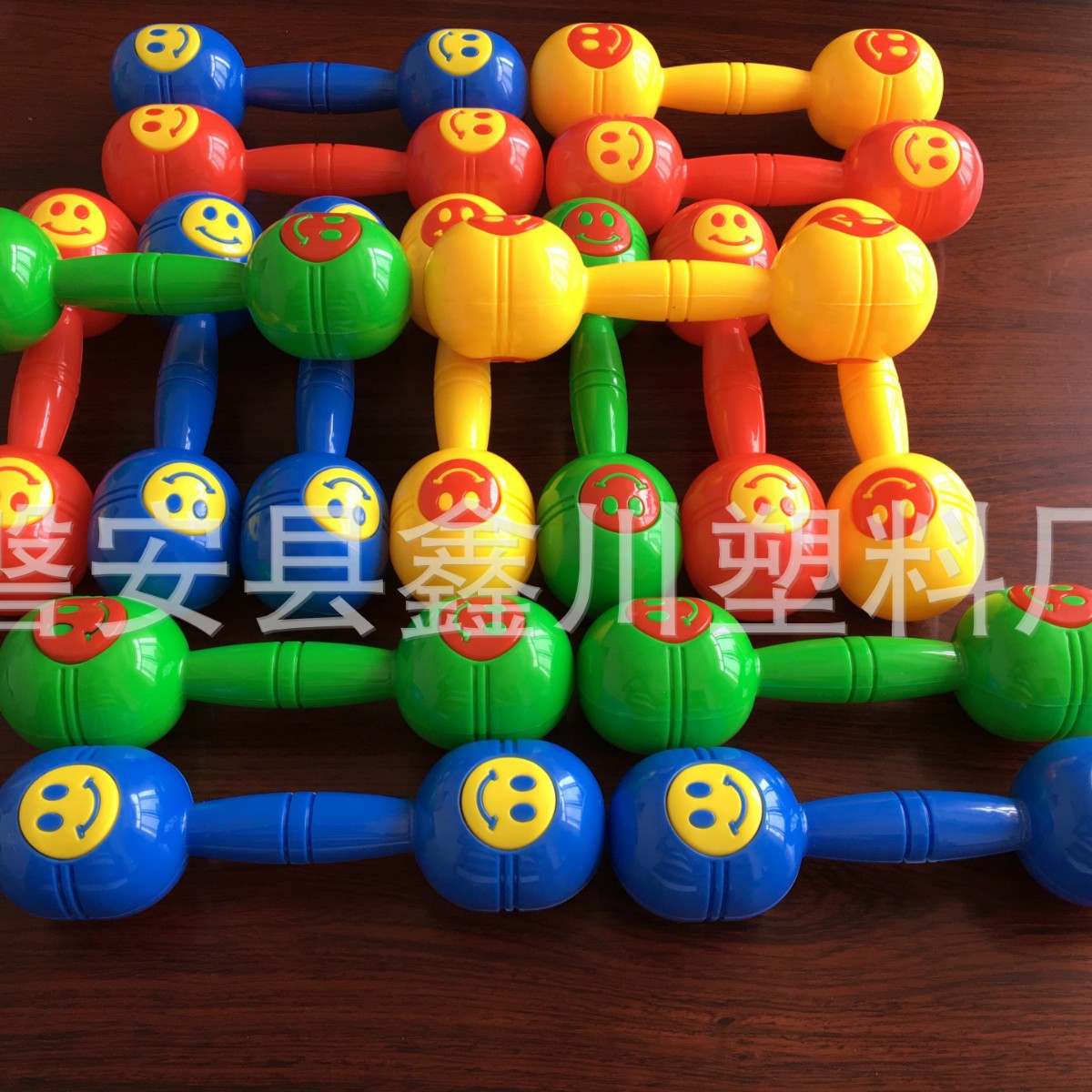 Special Wholesale Kindergarten Children's Toys New Fitness Audio Smiling Face Plastic Dumbbell Dance Supplies