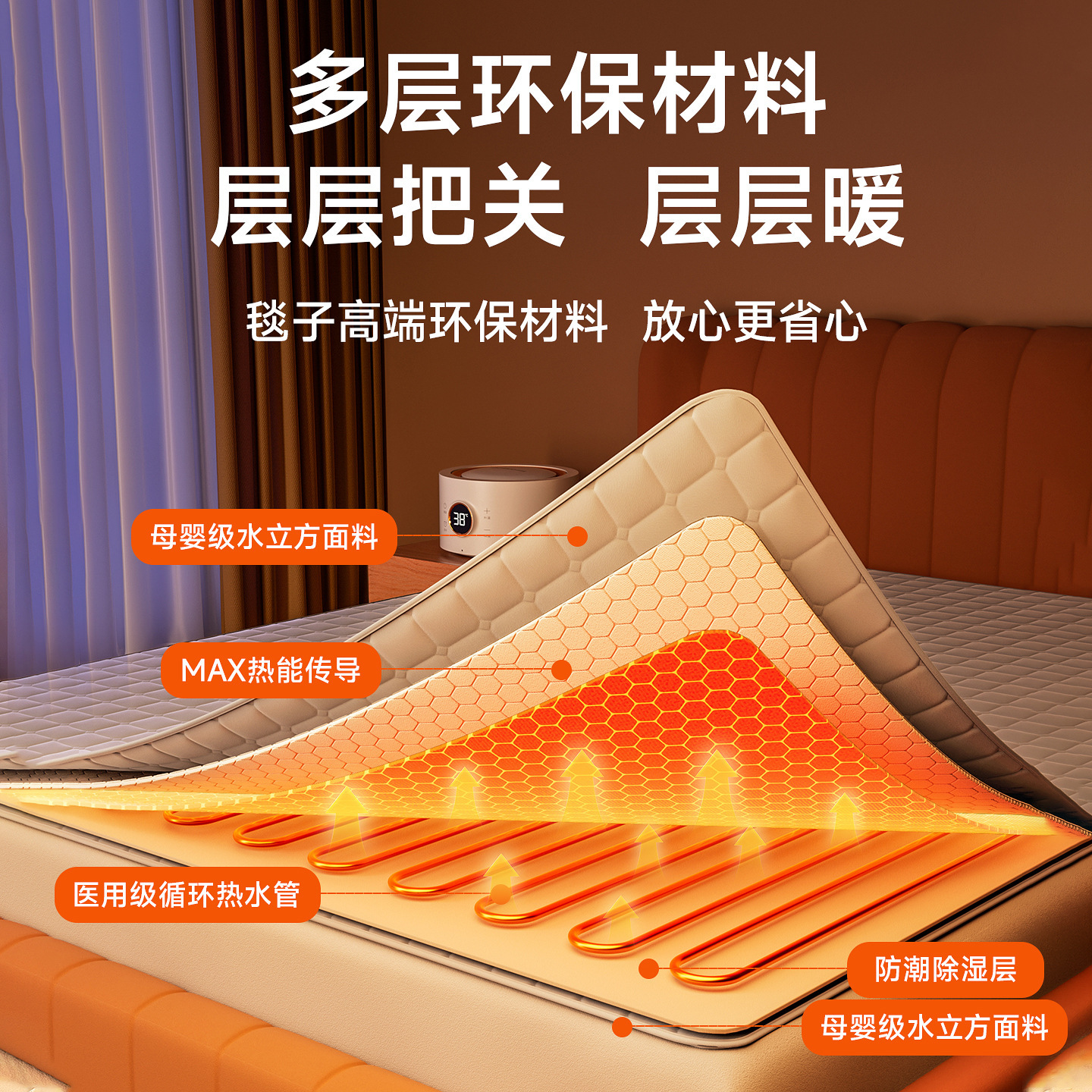 Chigo Water-Heated Electric Blanket for Home Use, Double Water-Heated Blanket, Intelligent Constant Temperature Electric Mattress, Water-Heated Non-Flammable Water Circulation Blanket