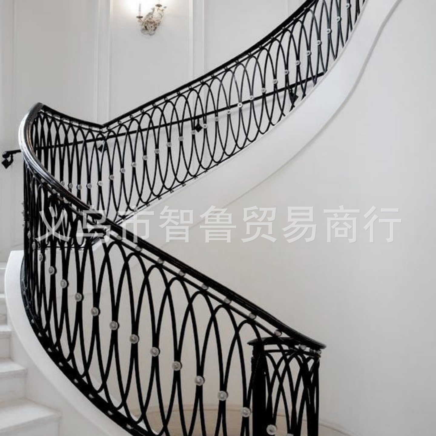 Wrought Iron Stair Guardrails, Wrought Iron Protective Stairs for Villas, Factory Direct Supply Guardrails