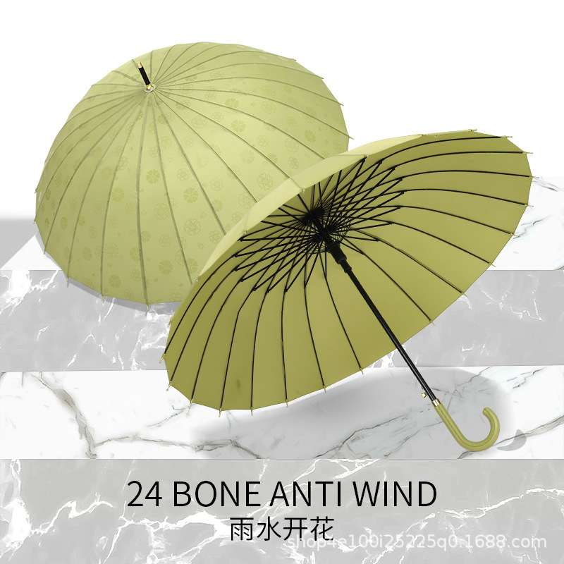 24 Bone Blossoms in Water Increase Anti-wind Umbrella Long Handle Umbrella Large Wholesale Straight Rod Curved Handle Advertising Umbrella Print logo