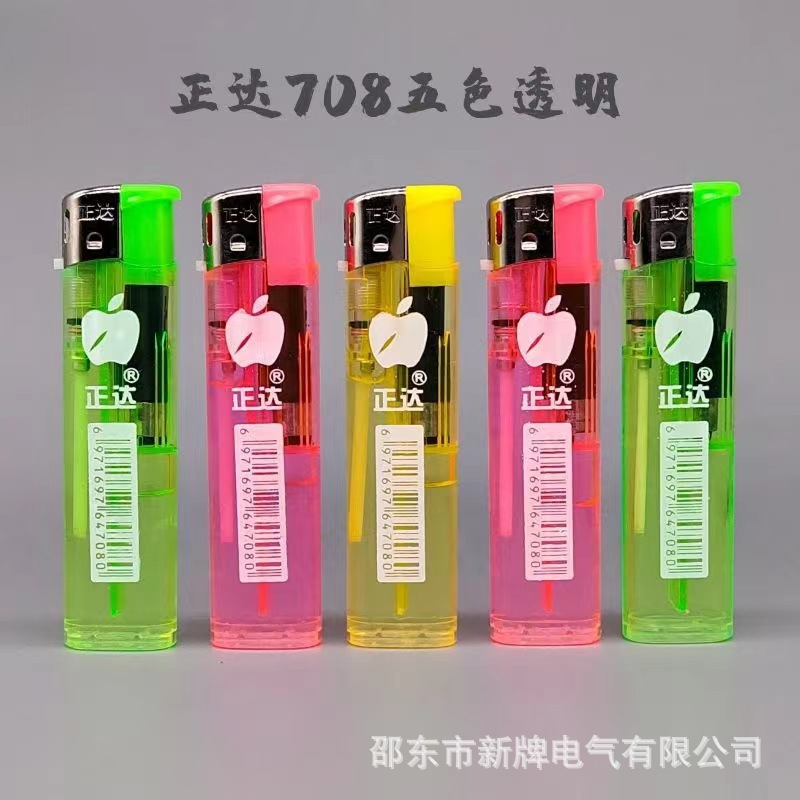 Factory wholesale Zhengda 708 plastic open flame transparent disposable lighter super discount durable