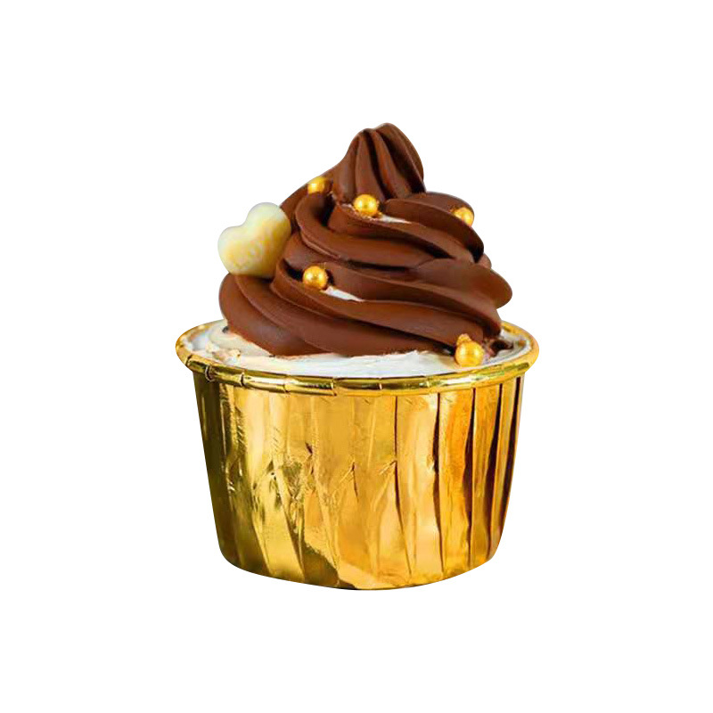 Gold and Silver Roll-up Roll-up Cake Paper Cup Double-sided Aluminum Foil Baking High Temperature Resistant Thickened Mafen Cup Paper Paperholder Chiffon