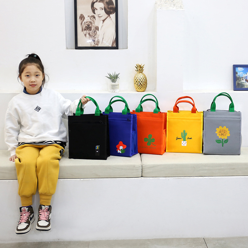 Канвасная сумка для учебы, утолщенная стерео сумка для документов, сумка для учеников детского сада и начальной школы, с возможностью печати логотипа