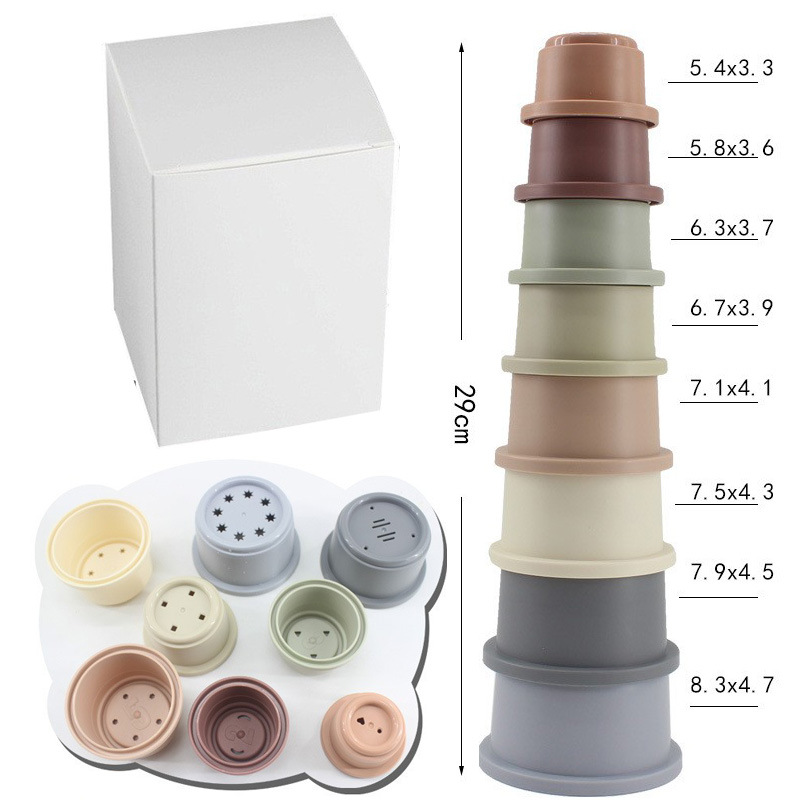 Round stacking Cup 8PCs stacking music set Cup infant toy hand-eye coordination size early education Foreign trade cross-border CPC