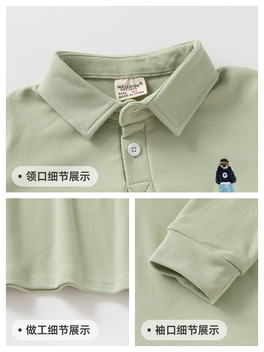 Children's Polo Shirt New Autum Boys' Lapel Thickeneded Long-Sleeved T-Shirt Korean Style Baby Tops Trendy Kidsren's Clothing Wholesale
