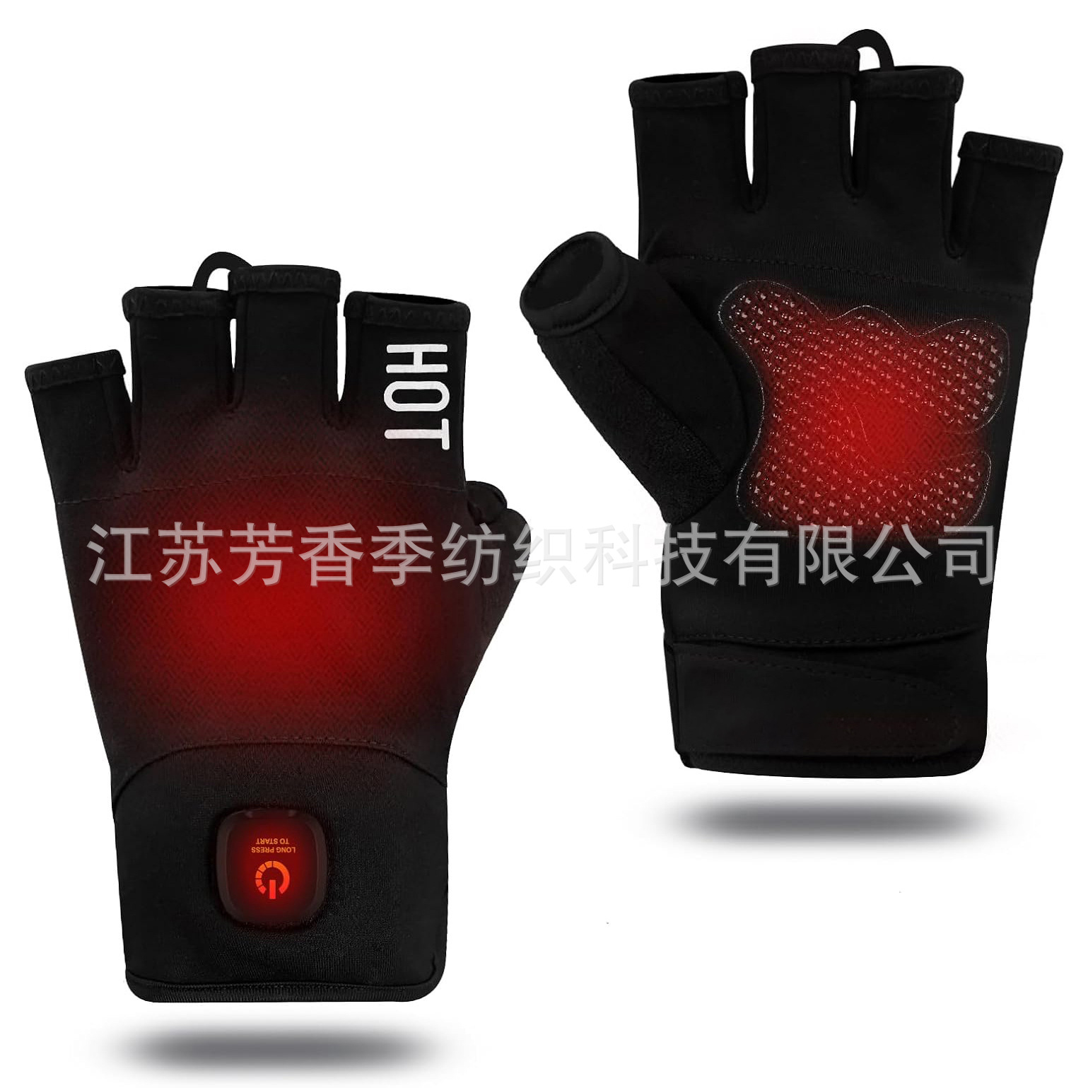 USB half-finger heating gloves open-finger touch screen charging heating fishing riding warm timing temperature regulating cold gloves
