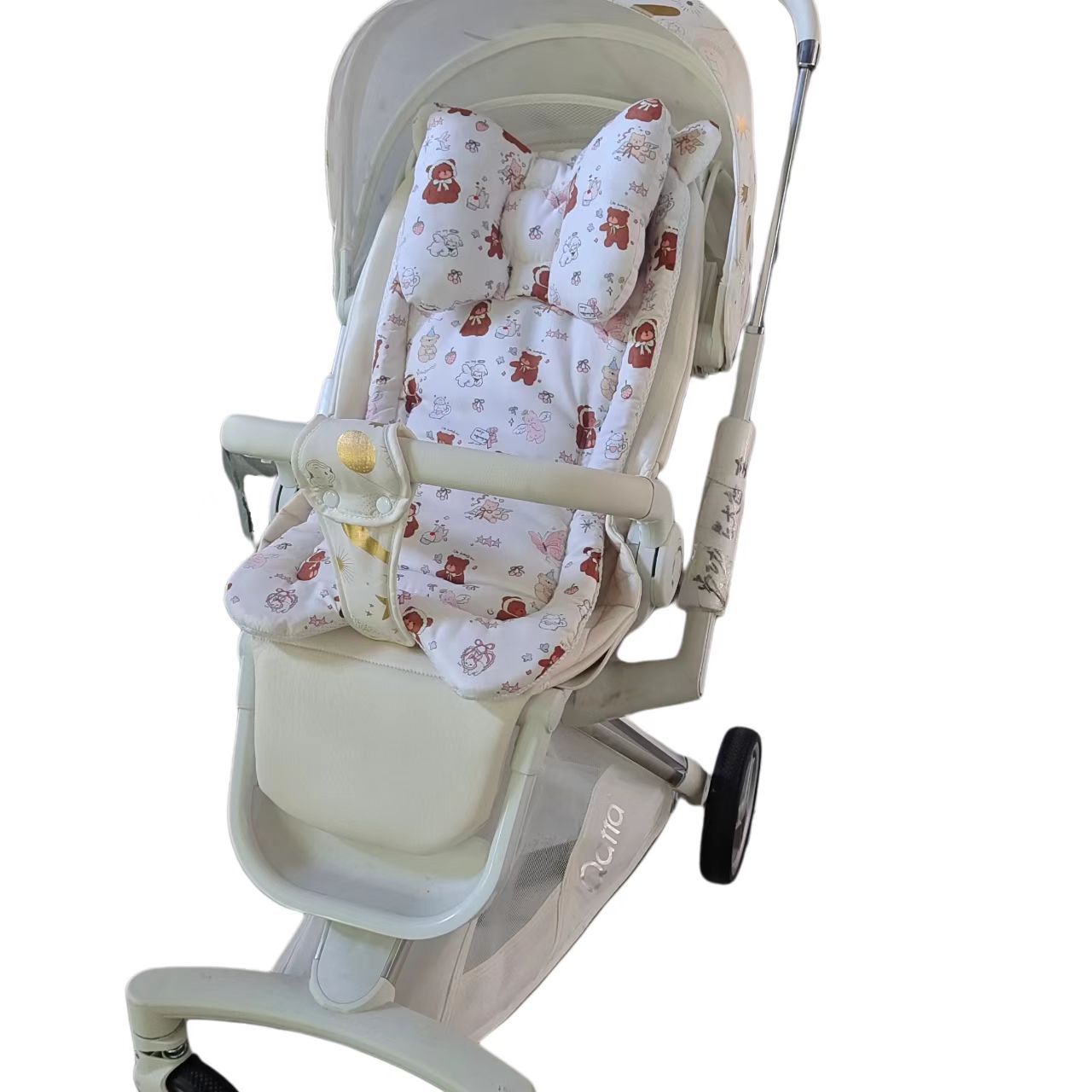 Baby Stroller Cotton Pad, Children's Stroller Seat Cushion, Crib Breathable Shock-Absorbing Pillow, Autumn and Winter Thickened Cushion, Suitable for All Seasons