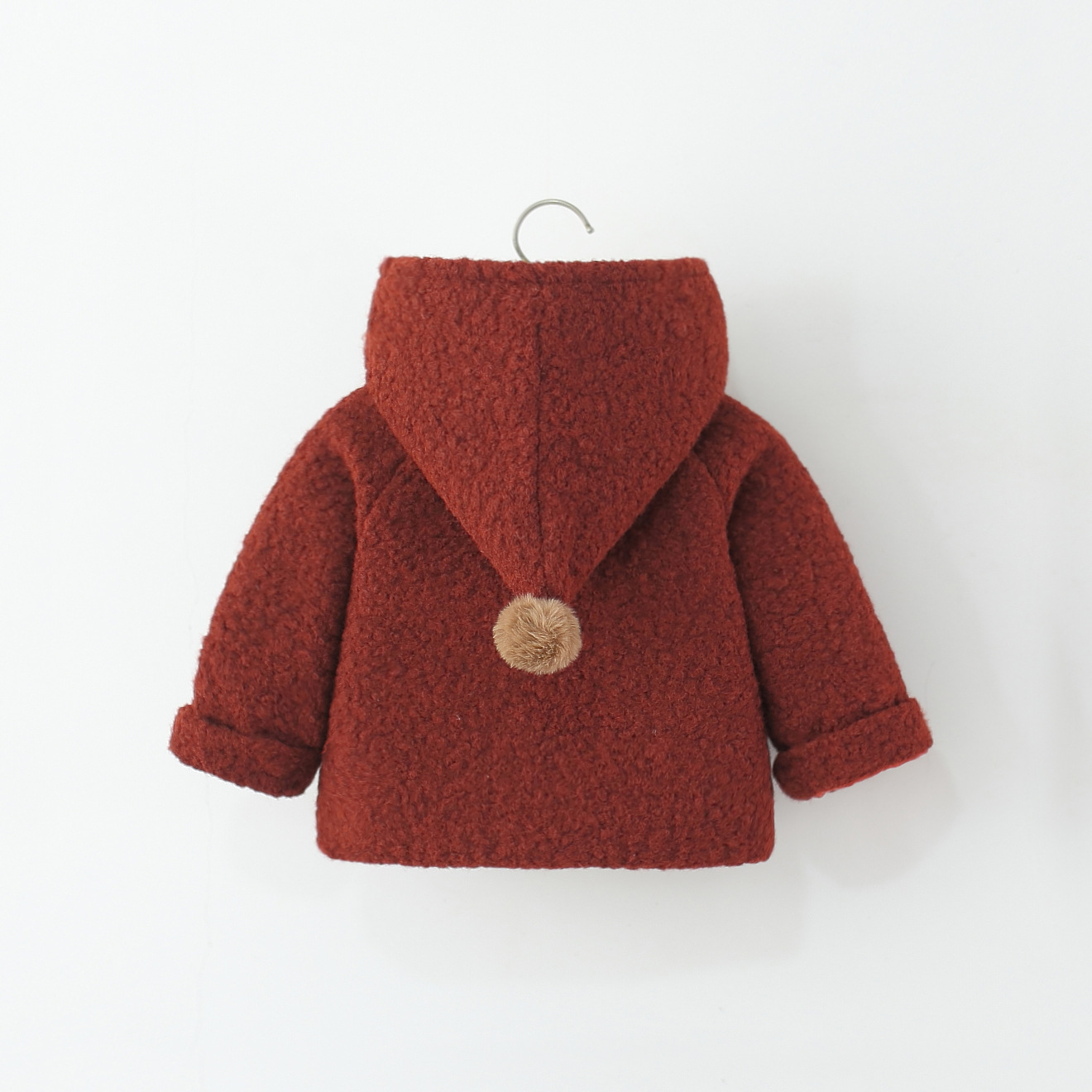 2025 New Winter Pointed Hat Woolen Outwear for Girls, Fleece-Lined and Thickeneded Woolen Outwear with Fur Ball Scarf