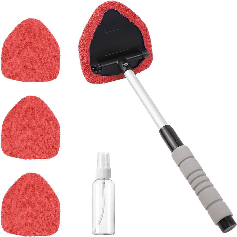 Car Windshield Cleaning Brush, Defogging Window Brush, Microfiber Car Wash Glass Window Scraper with Telescopic Rod, Cross-Border
